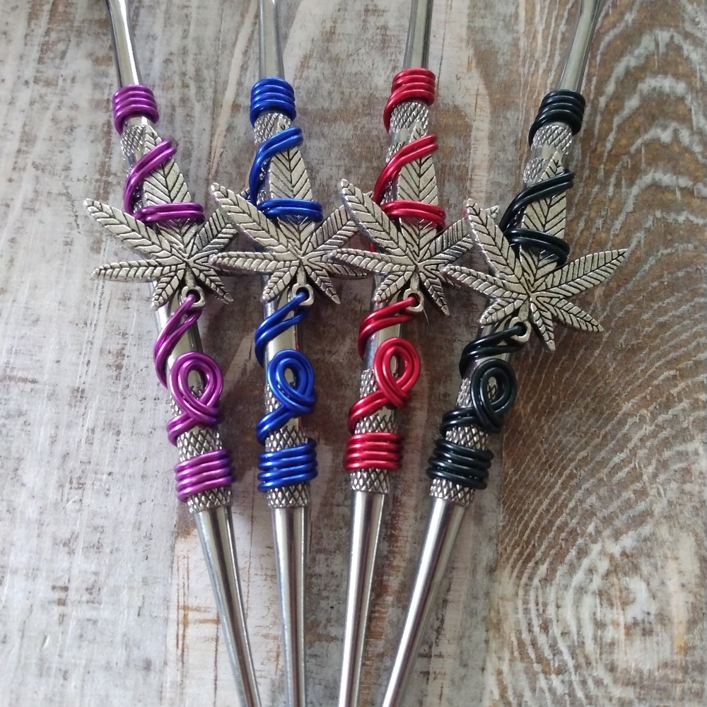 Pot Leaf Wax Carving Tool, Handmade Wire Wrapped Wand